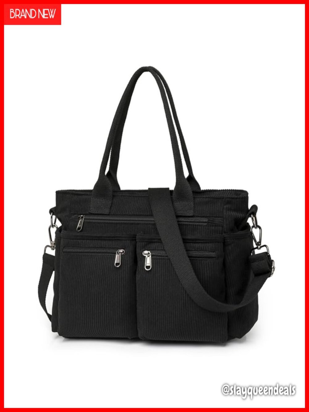 Corduroy Crossbody Tote Bag Multi-Pocket Shoulder Bag for Women